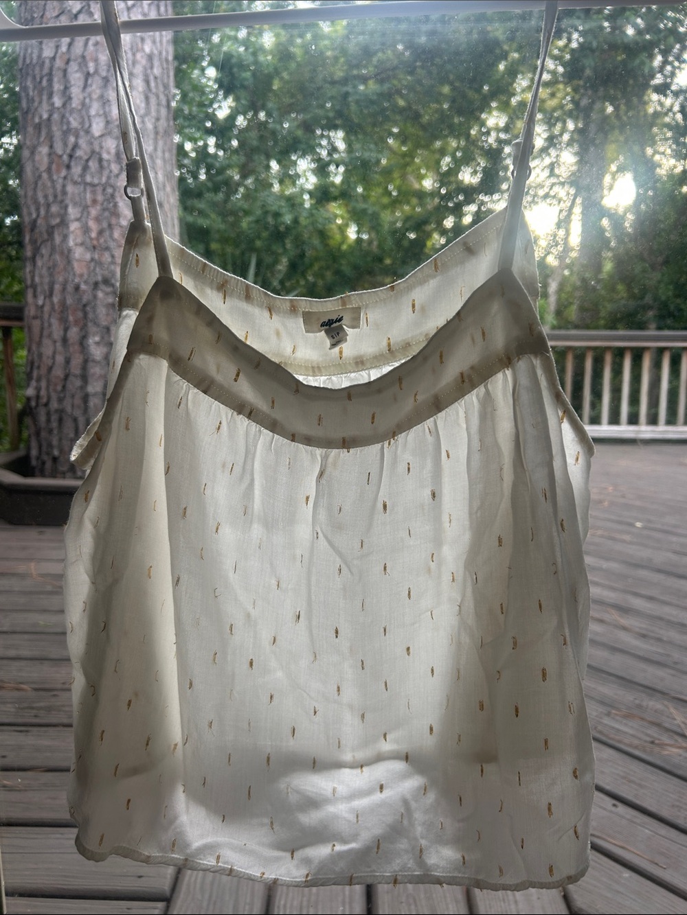 Aerie flowy white tank with gold S